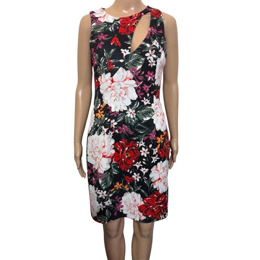 Alexia Admor Eloise Floral sheath Mini Dress with Red and White Blooms - Picture 4 of 6